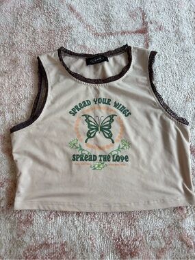 Cider butterfly graphic lace tank top
